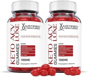 Justified Laboratories Luxe Keto ACV Gummies 1000MG with Pomegranate Juice Beet Root B12 60 Gummys (120 Count)