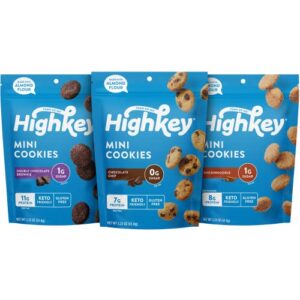 HighKey Sugar Cost-free Cookies Selection Pack – 6.75oz Keto Treats Zero Carb No Sugar 3-Pack Chocolate Chip Cookie, Snickerdoodle, Brownie Bites Reduced Carb Gluten Absolutely free Diabetic Snack Diet plan Pleasant Meals Sweets